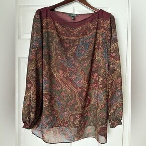 Ralph Lauren Burgundy Paisley Top